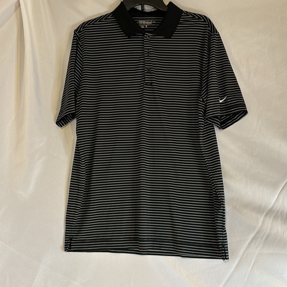 BOGO Nike Golf Black & White Stripe Polo DRI-FIT Shirt Size L - Picture 1 of 8